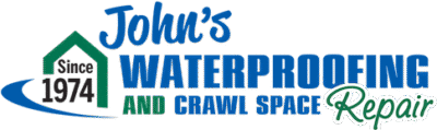 John's Waterproofing and Crawl Space Repair logo established in 1974 with a house icon.