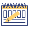 Spiral-bound notebook with a yellow scribble on a page